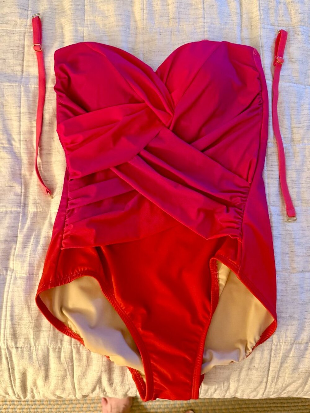 NWT Lands' End SlenderSuit One-Piece Swimsuit Size 8 Wrap Bandeau Tummy Control